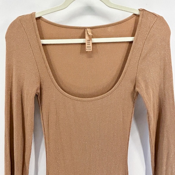 Skims Soft Lounge Long sleeve Stretch-jersey Maxi Dress Camel Glitter X-Small - Picture 5 of 7